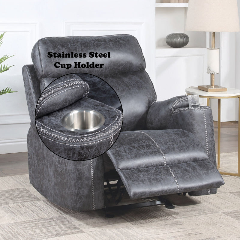 Hirah - Microfiber Manual Recliner Chair With Cupholder Function - Dark Gray