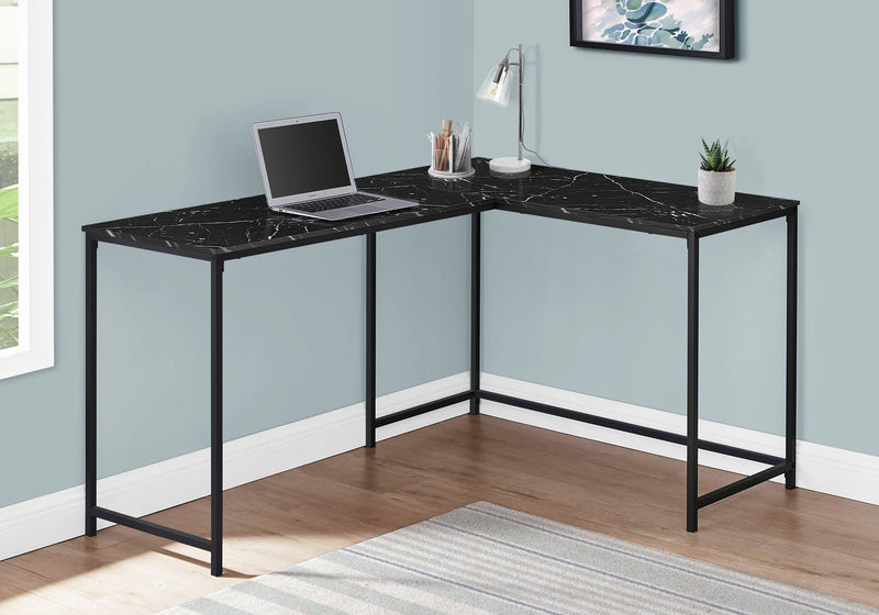 Computer Desk, Home Office, Corner, L Shape, Laptop, Marble Look Contemporary & Modern