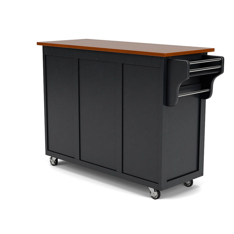 Create-A-Cart - 4 Doors Kitchen Cart With Oak Wood Top