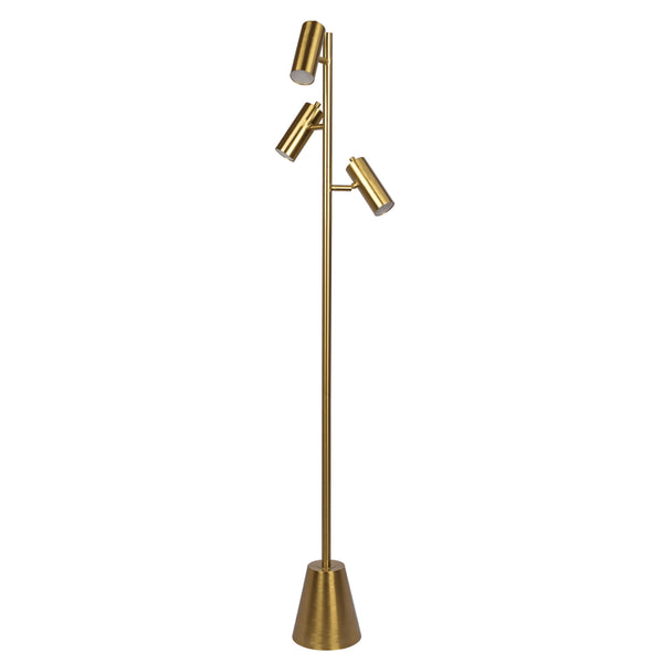 Lumina - Floor Lamp With Rotary Switch Triple Spots Cone Base - Gold