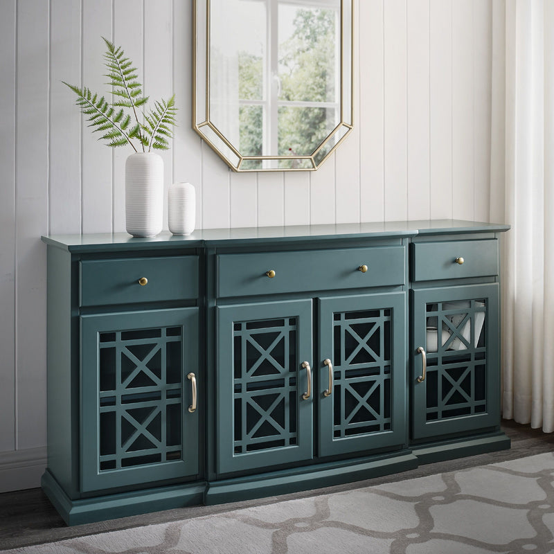 Classic Fretwork Detailed Glass Door Sideboard