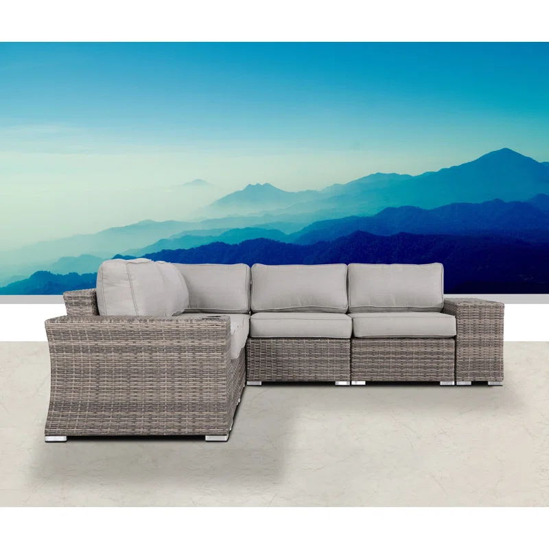 Rattan Sectional Sofa Set With Cushions