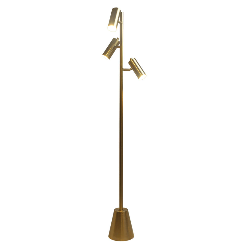 Lumina - Floor Lamp With Rotary Switch Triple Spots Cone Base - Gold