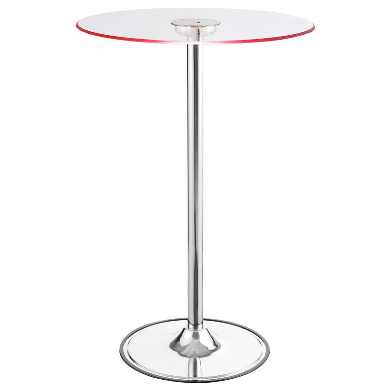 Thea - Round Glass Top LED Bistro Bar Table - Chrome - Atlantic Fine Furniture Inc