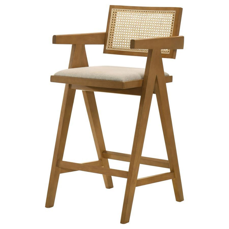 Kane - Woven Rattan Wood Bar Chair (Set of 2) - Light Walnut