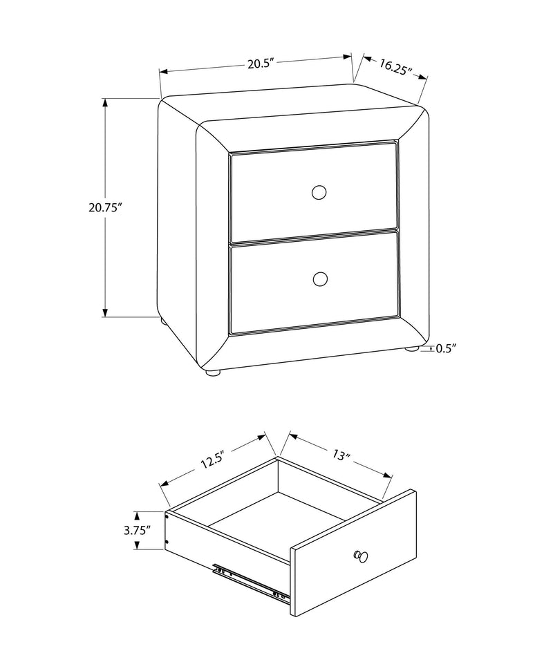 Nightstand, Storage Drawer Versatile Use, Upholstered, Transitional