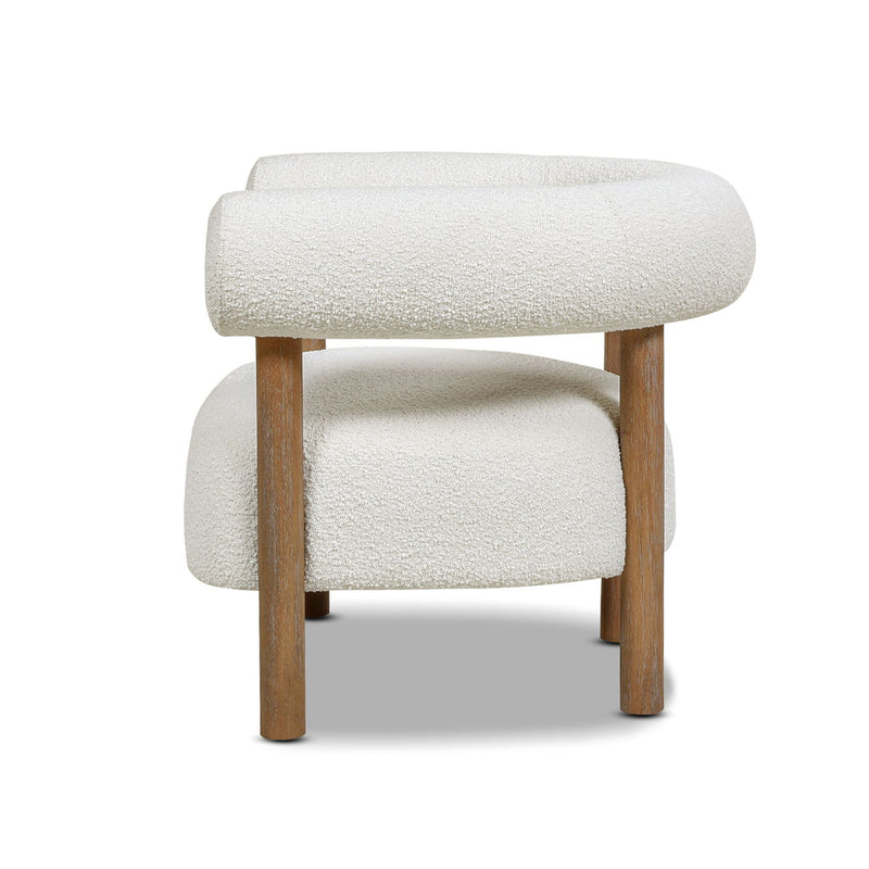 Fuji - Mid Century Modern Barrel Accent Arm Chair - Ivory White