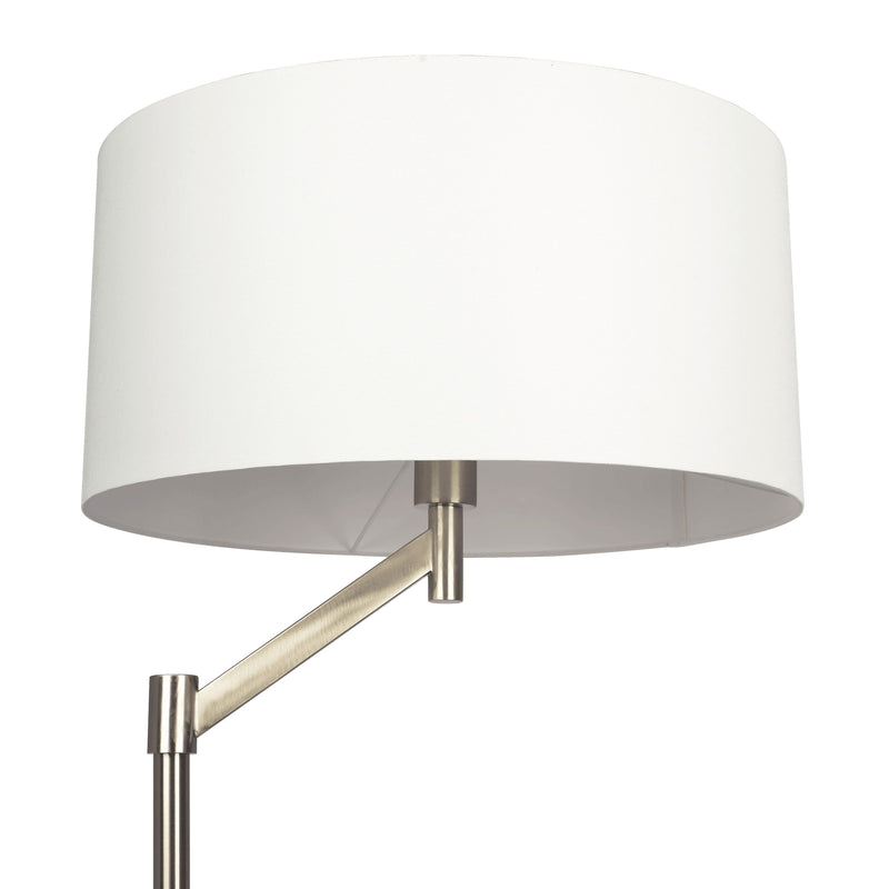 Serene - Floor Lamp With Rotary Switch Base Linen Shade - Brushed Nickel / White