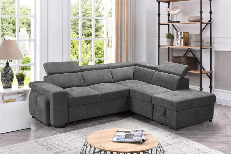 Henrik - Sleeper Sectional Sofa With Storage Ottoman And 2 Stools