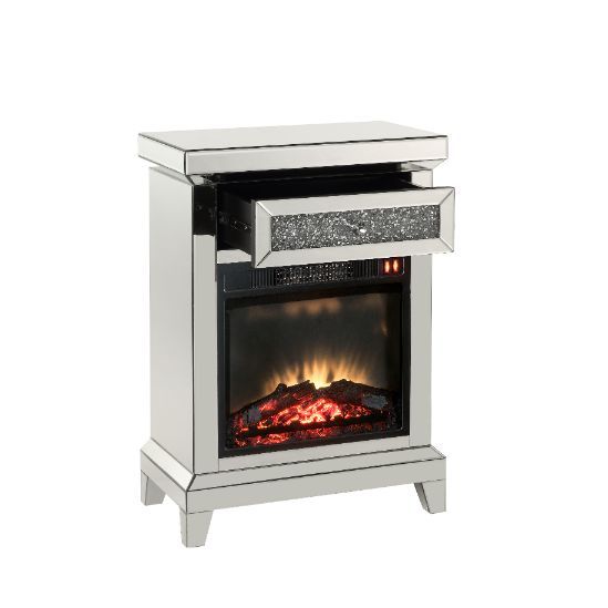 Noralie - Fireplace - Pearl Silver - 35" - Atlantic Fine Furniture Inc