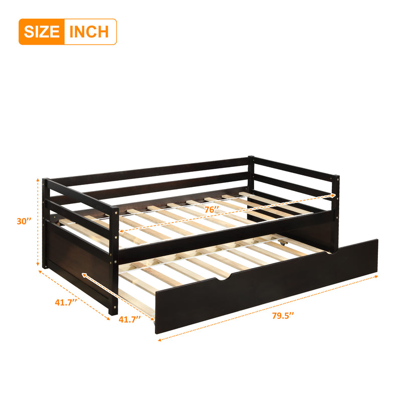 Daybed with Trundle Frame Set, Twin Size, Espresso(New SKU:WF283064AAP)