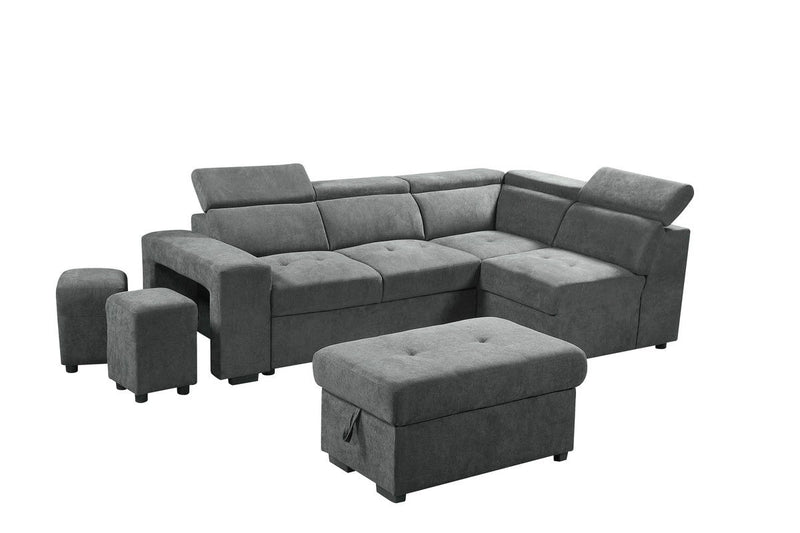 Henrik - Sleeper Sectional Sofa With Storage Ottoman And 2 Stools