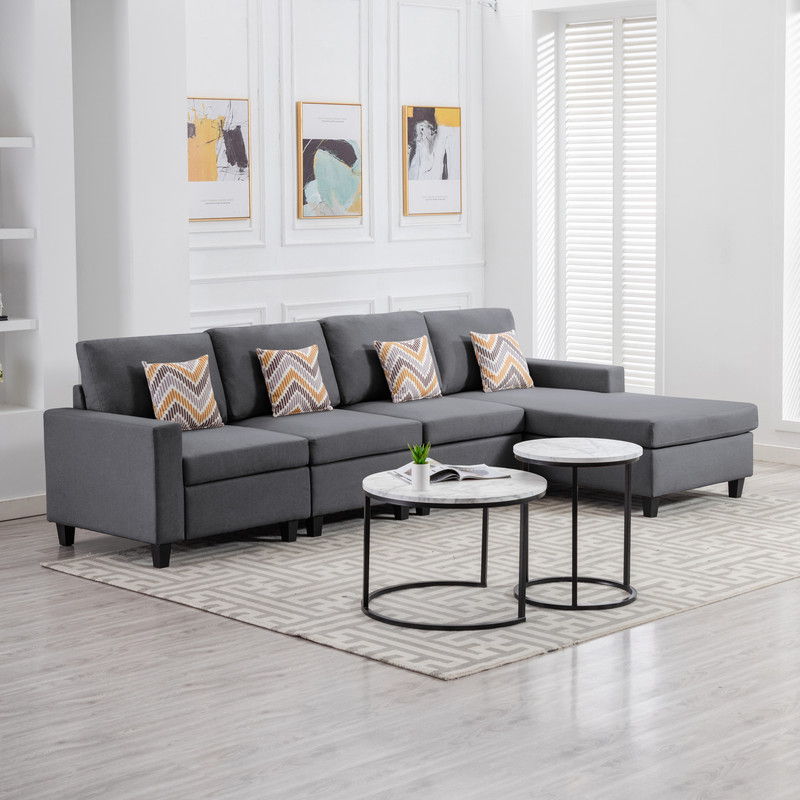 Nolan - 4 Piece Reversible Sectional Sofa Chaise With Interchangeable Legs