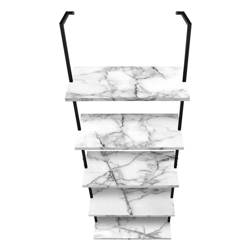 Bookshelf, Bookcase, Etagere, Ladder, 5 Tier, For Office, Marble Look Contemporary & Modern