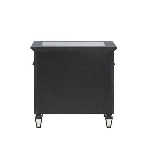 Varian II - Nightstand - Black Velvet & Black & Sliver Finish