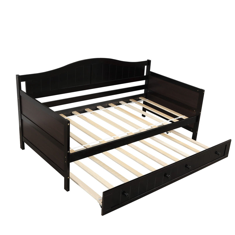 Wooden Daybed With Trundle Bed, Sofa Bed For Bedroom Living Room