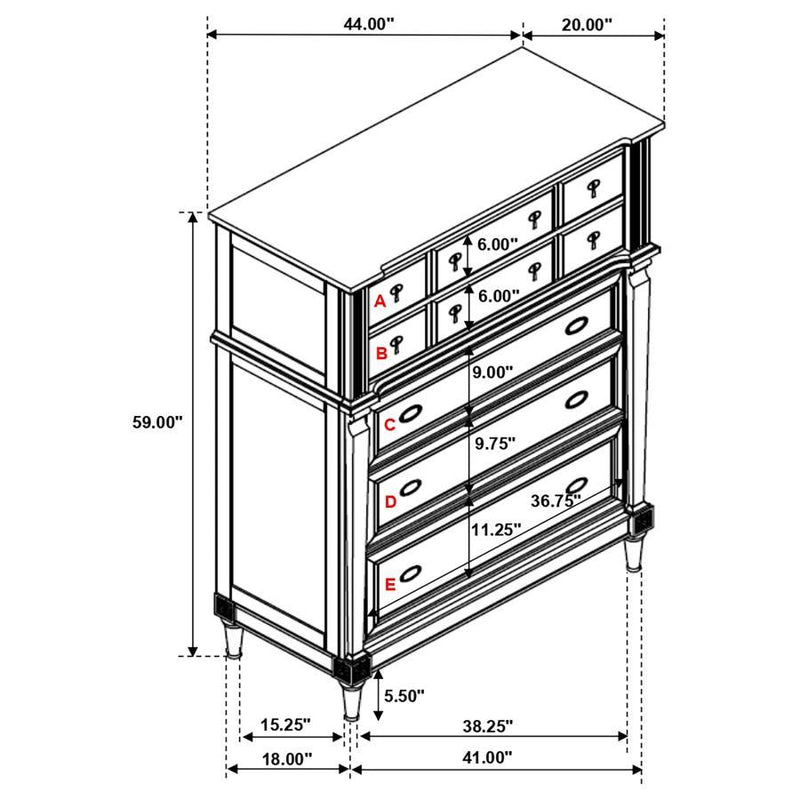 Alderwood - 5-Drawer Bedroom Chest - French Gray