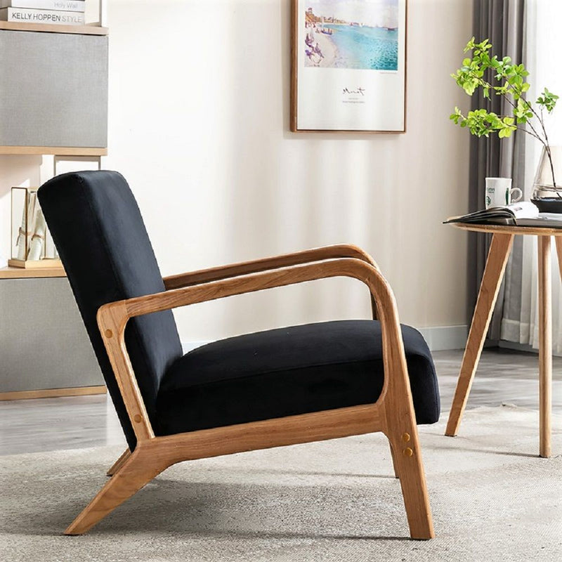 Classic Mid-Century Modern Accent Chairs, Open Framed Armchair With Cushioning