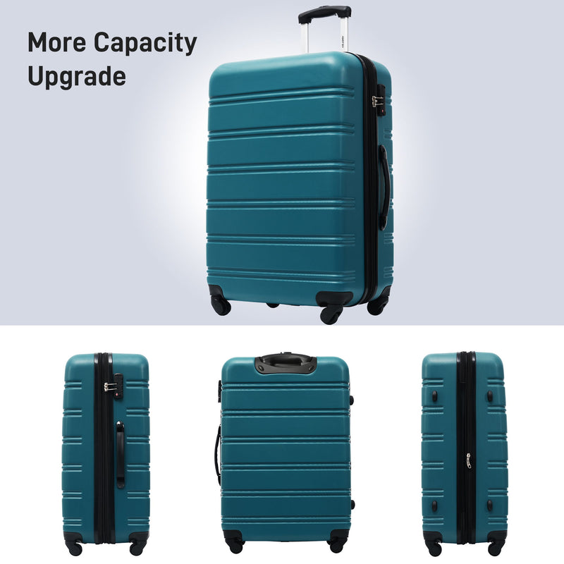 Hardshell Luggage Sets 3 Pieces Spinner Suitcase With Tsa Lock Lightweight 20" 24" 28" - Antique Blue Green