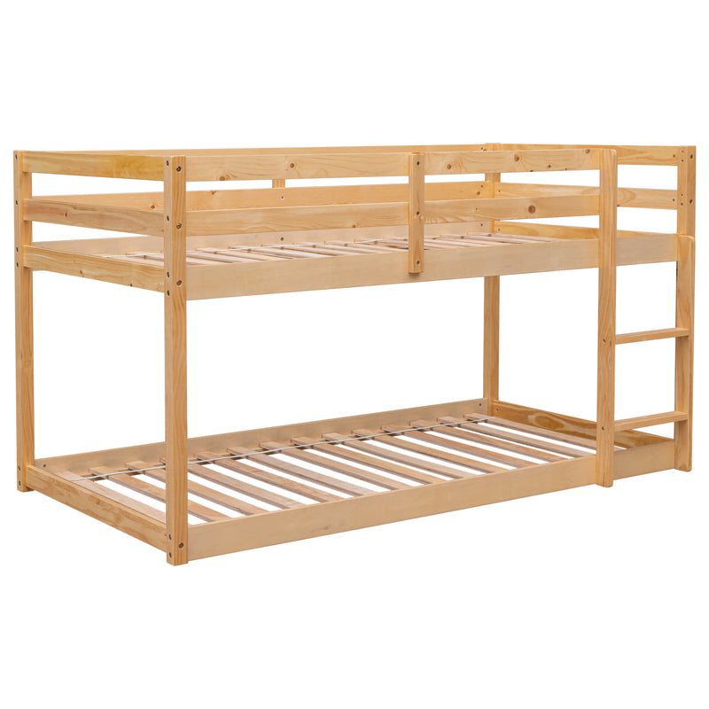 Twin over Twin Floor Bunk Bed,Natural(New SKU:W504P148543)