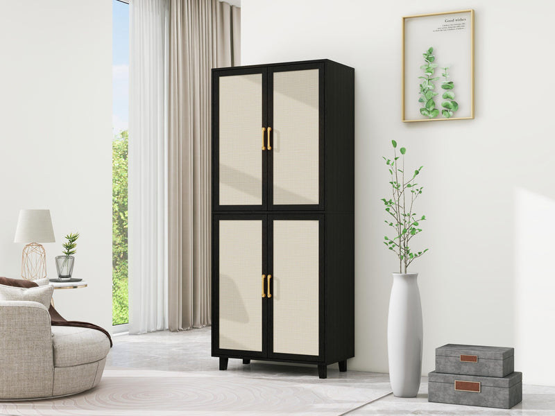 4 Door Cabinet, with 4 Adjustable Inner Shelves, Storage Cabinet