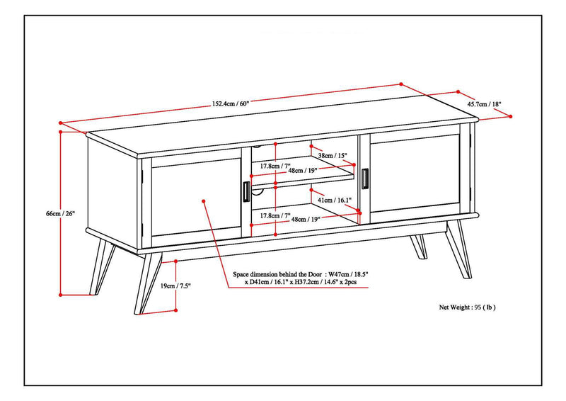 Draper - Handcrafted Mid Century Low TV Media Stand