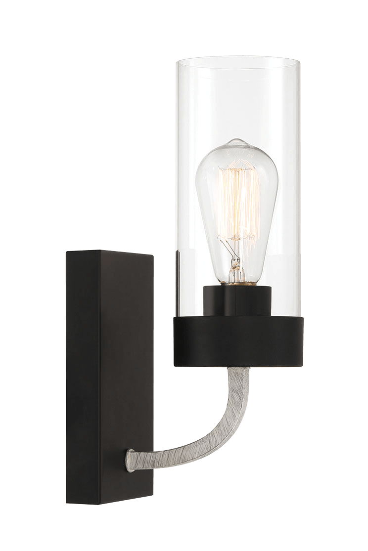 Zephyr - Single Light Sconce - Black / Clear