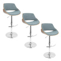 Fabrizzi - Mid Century Modern Adjustable Barstool With Swivel With Rounded T Footrest (Set of 3)