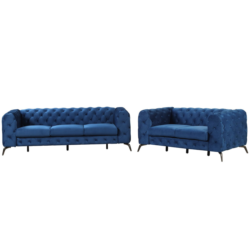 3 Piece Sofa Sets Modern With Sturdy Metal Legs, Velvet Upholstered Couches Sets Including Three Seat Sofa, Loveseat And Single Chair For Living Room Furniture Set