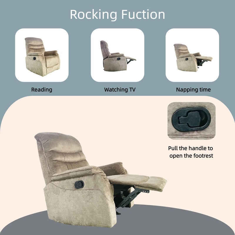 Rocking Recliner Chair For Living Room, Adjustable Modern Recliner Chair, Recliner Sofa With Lumbar Support, Classic And Traditional Recliner Chair With Comfortable Arm And Back Sofa - Dark Gray