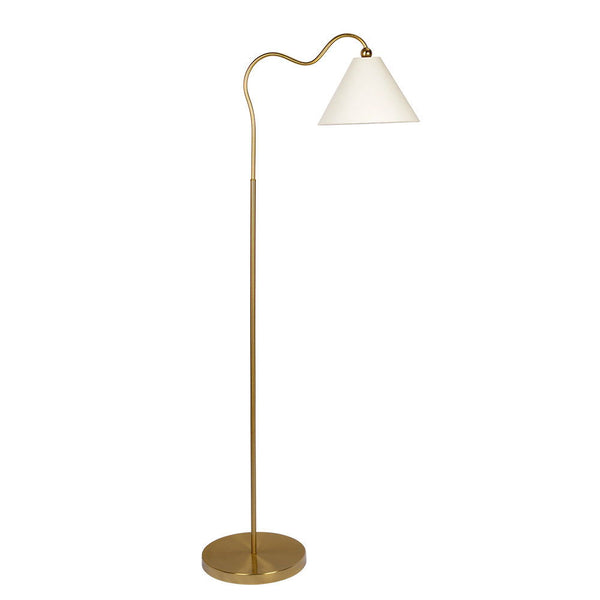 Majestic - Ring Base Curved Floor Lamp With Triangle Drum Shade - Gold / White