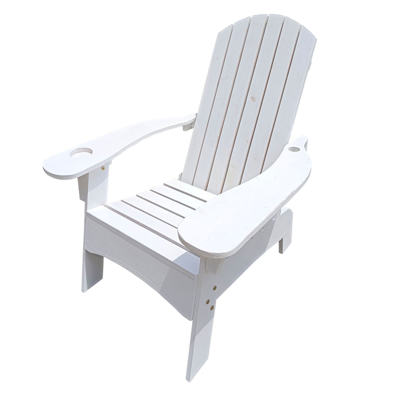 Outdoor Or Indoor Wood Adirondack Chair With An Hole To Hold Umbrella, On The Arm