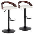 Grotto - Contemporary Adjustable Barstool With Swivel & Straight T Footrest (Set of 2)