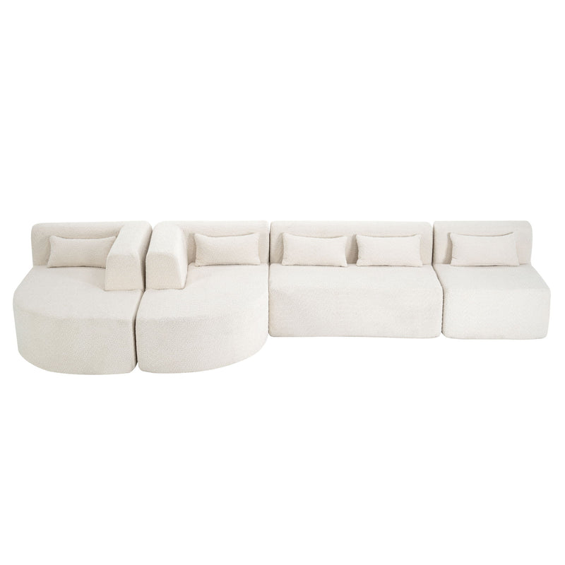 Upholstered Sofa Free Combined Sofa Couch With Two Chaise Lounge And Five Back Pillows For Living Room