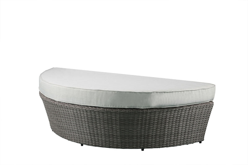 Glynn - Patio Sofa & Ottoman - Beige Fabric & Gray Wicker - Atlantic Fine Furniture Inc