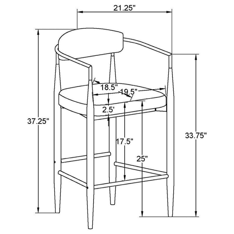 Tina - Metal Counter Height Bar Stool With Upholstered Back And Seat (Set of 2)