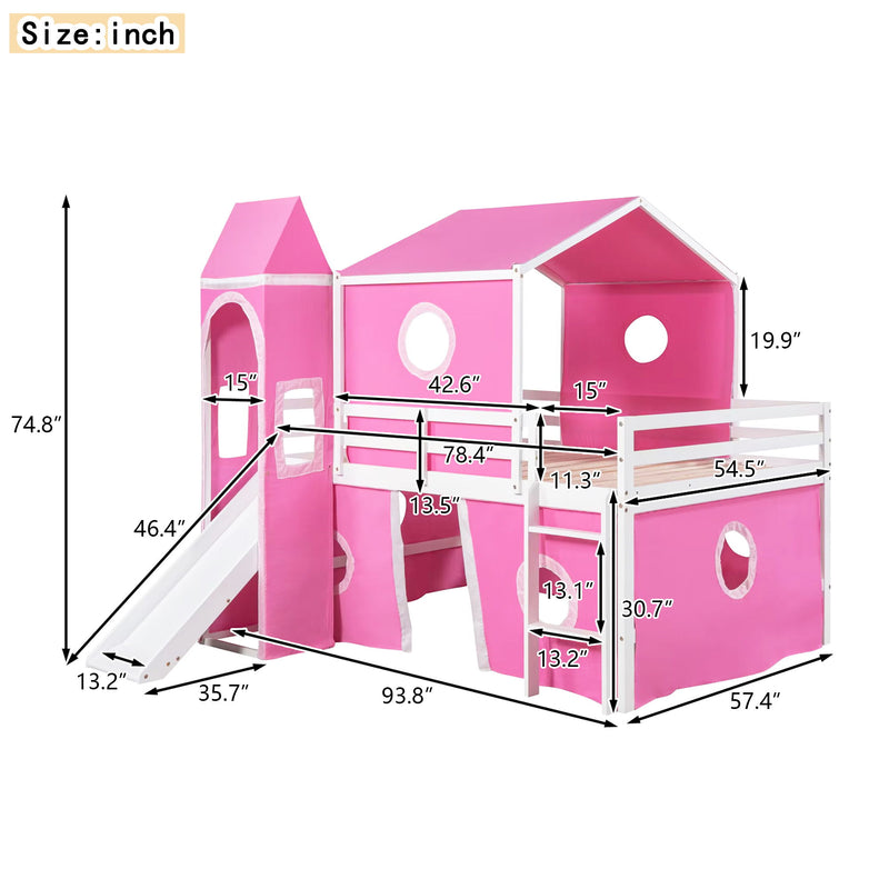 Loft Bed With Slide Tent And Tower