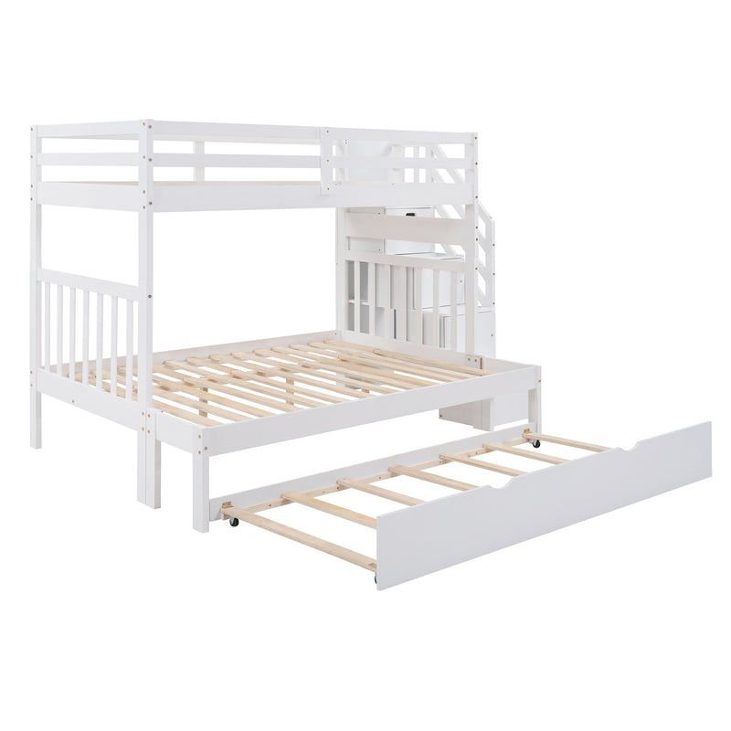 Twin over Twin/Full Bunk Bed with Twin Size Trundle (White)(OLD SKU :LP000025AAK)