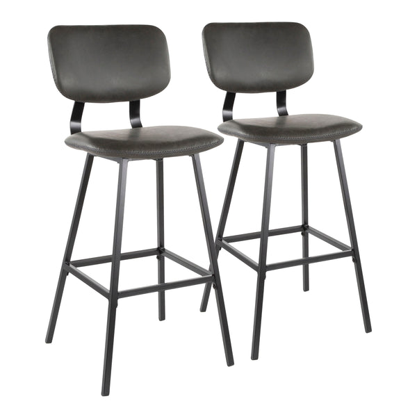 Foundry - Contemporary Barstool Zig Zag Stitching (Set of 2) - Black / Gray