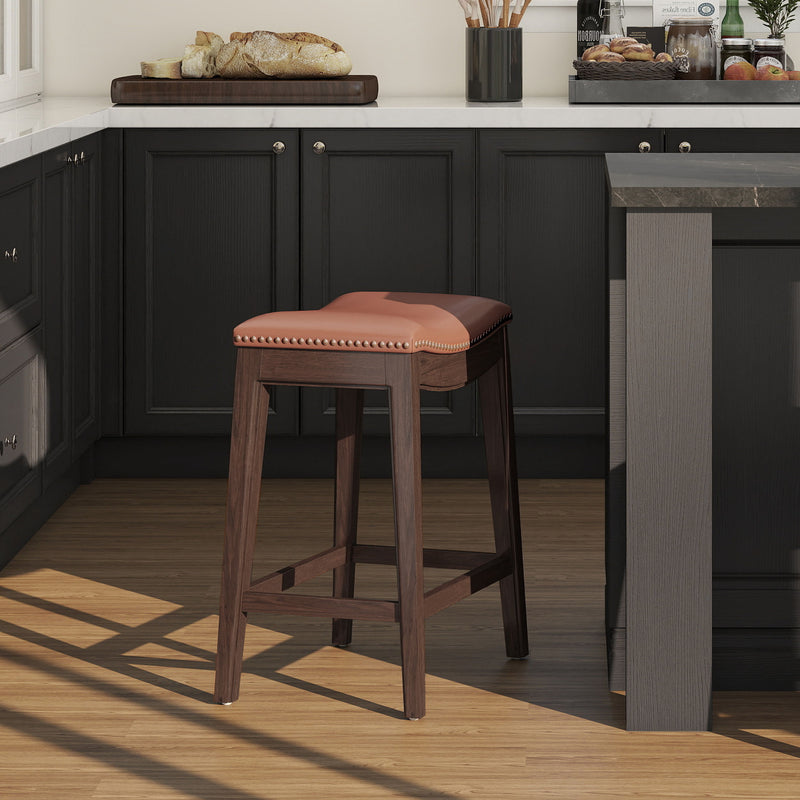 Barlow - Backless Saddle Counter Stool - Brown