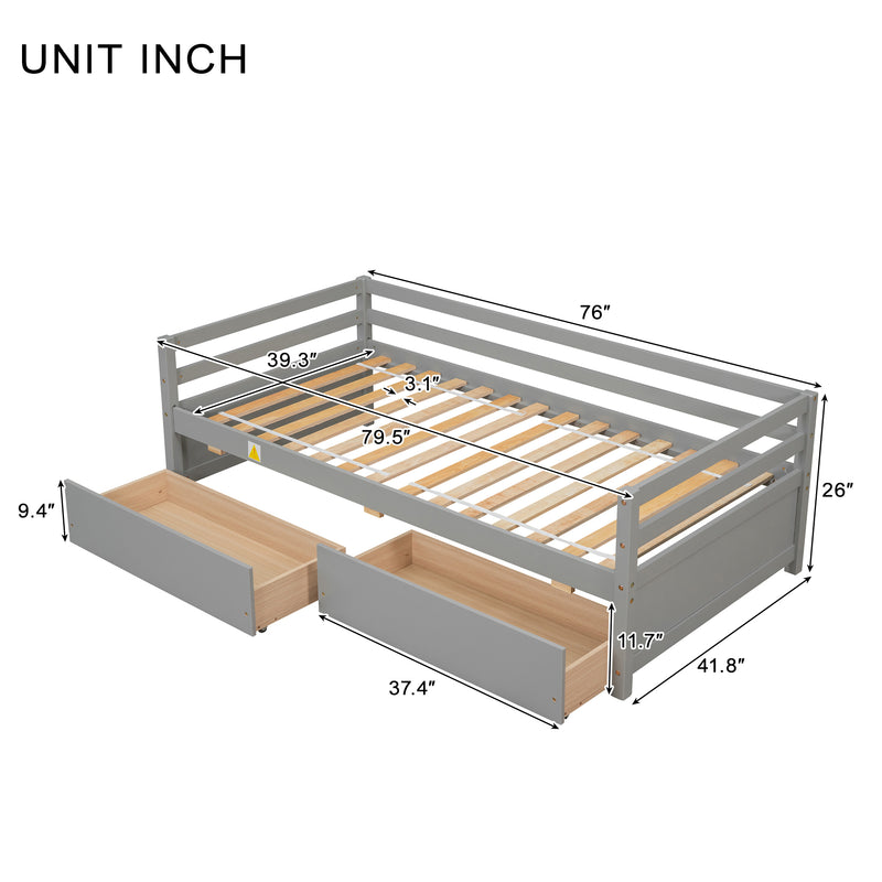 Daybed with two Storage Drawers ,Grey(Old SKU:W50450914)