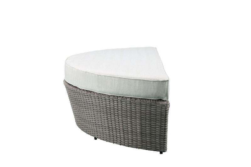 Glynn - Patio Sofa & Ottoman - Beige Fabric & Gray Wicker - Atlantic Fine Furniture Inc