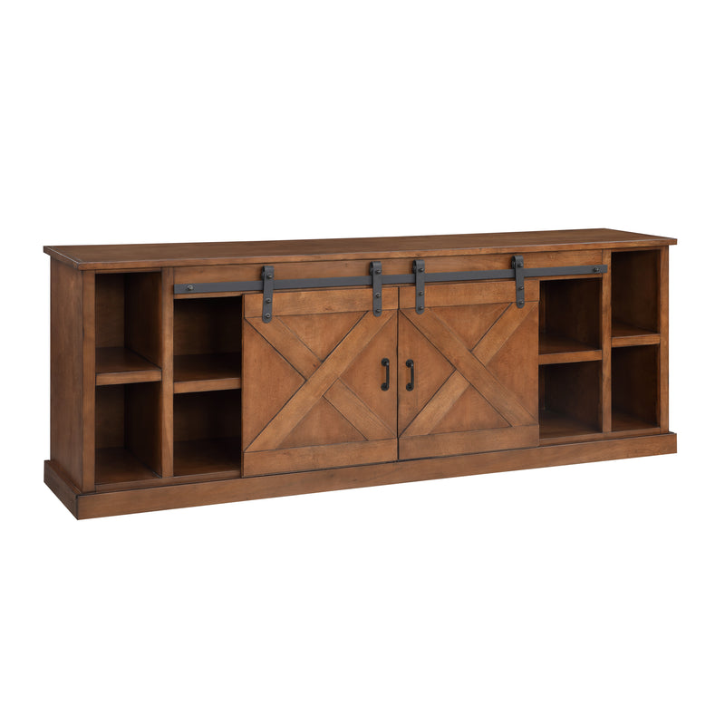 Bridgevine Home Farmhouse 85 inch TV Stand Console for TVs up to 95 inches, No Assembly Required, Aged Whiskey Finish