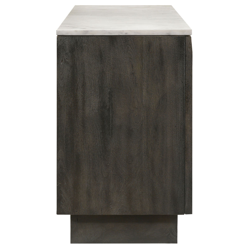 Dennis - 3 Door Marble Top Sideboard Buffet - Tobacco Gray