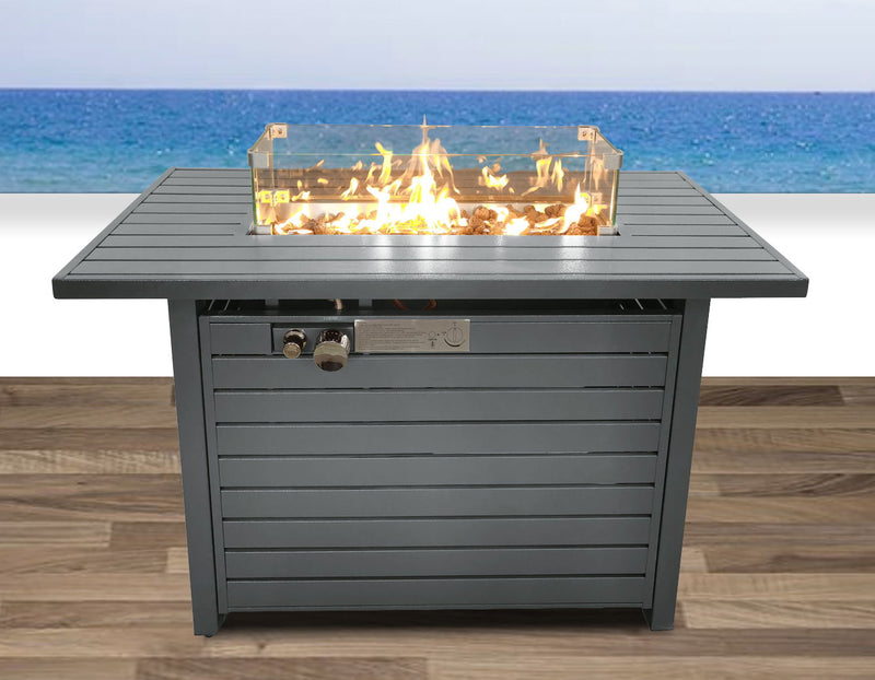 Propane Outdoor Fire Pit Table With Lid High-Quality Materials - Gray