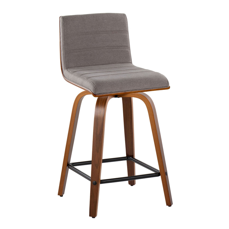 Vasari - Mid Century Modern Fixed Height Counter Stool With Swivel With Square Footrest (Set of 2)