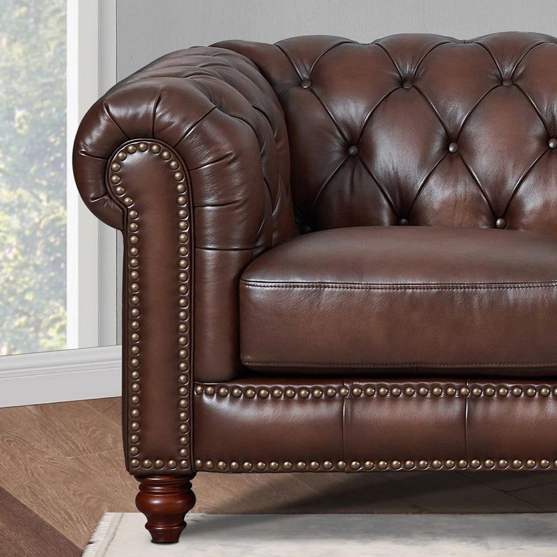 Alton Bay-Top Grain Leather Loveseat - Brown