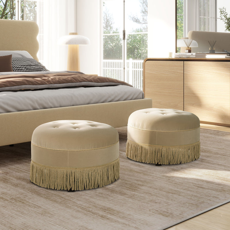 Yolanda - Round Upholstered Accent Ottoman