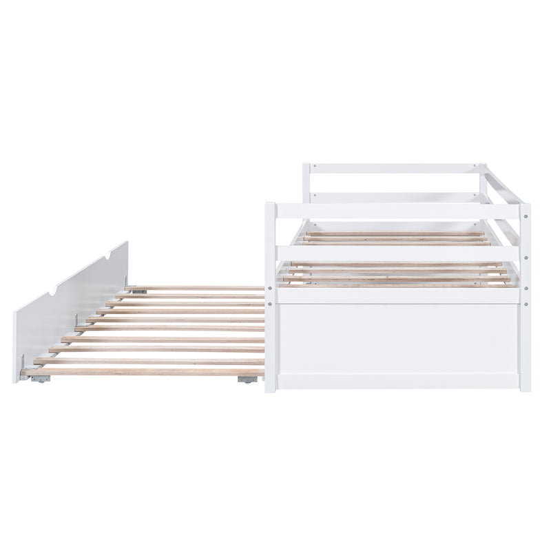 Twin Size Wood Daybed with Twin Size Trundle, White