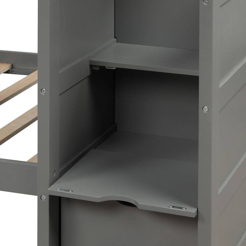 Bunk Bed, Convertible Bottom Bed, Storage Shelves And Drawers